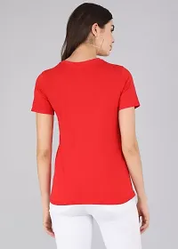 Women's BUTTERFLY Printed Regular T-Shirt (Red)-thumb1