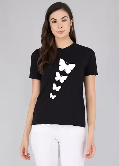ATHDEMO Butterfly Tshirt for Women Tshirt for Girls Women T-Shirt