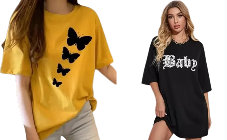 Women's Butterfly Baby OverSize T-shirt Combo (Mustard Black)