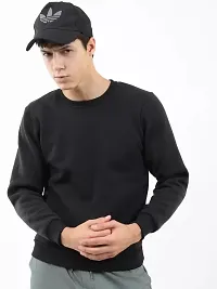 Men's Full Sleeves Solid Sweatshirt (Black)-thumb1