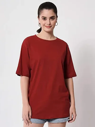 Calm Down Round Neck Oversized Plain T-shirt for Women