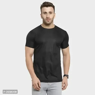 Mens Round Neck Half Sleeve Plain Dry Fit T-Shirts-thumb0