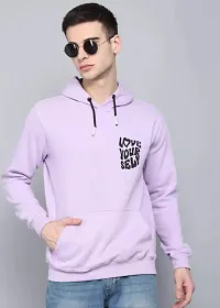 Men Full Sleeve Love Your Self Printed Hooded Sweatshirt (Purple)-thumb2