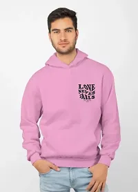 Men Full Sleeve Love Never Fail Printed Hooded Sweatshirt (Pink)-thumb2