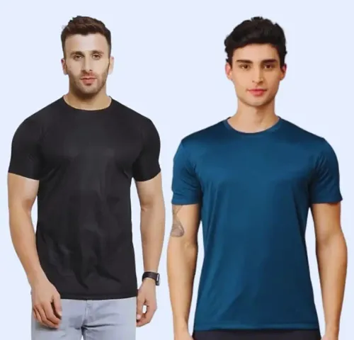 Mens Round Neck Half Sleeve Casual Dry Fit T-Shirts Combo (Pack of 2)