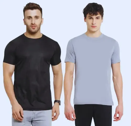 Mens Round Neck Half Sleeve Casual Dry Fit T-Shirts Combo (Pack of 2)