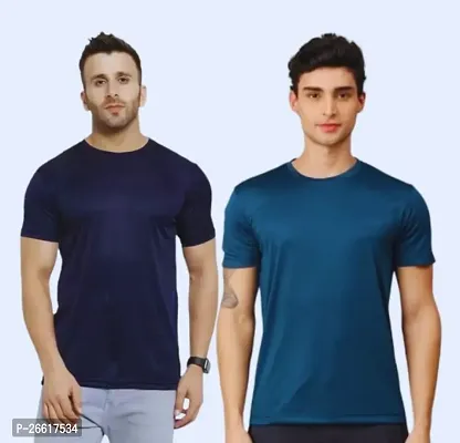 Mens Round Neck Half Sleeve Casual Dry Fit T-Shirts Combo (Pack of 2)