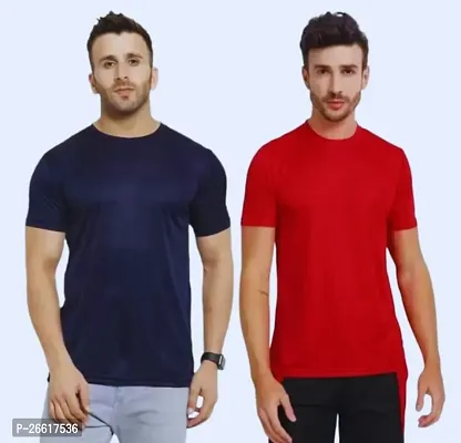 Mens Round Neck Half Sleeve Casual Dry Fit T-Shirts Combo (Pack of 2)