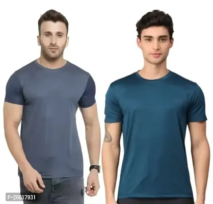 Mens Round Neck Half Sleeve Casual Dry Fit T-Shirts Combo (Pack of 2)