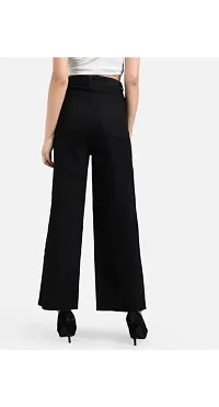 Stylish Black Denim Solid Jeans For Women-thumb2