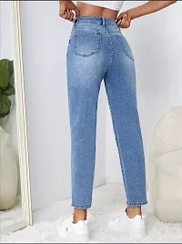 Stylish Blue Denim Solid Jeans For Women-thumb1