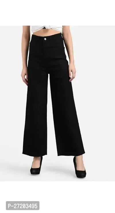 Stylish Black Denim Solid Jeans For Women
