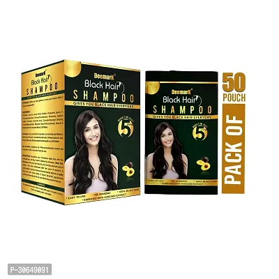 Black hair Color Shampoo For Men  Women Instant Black Shiny Hair No Parabens, Ammonia And Sulfates (15ml x 50 Pouch)-thumb0