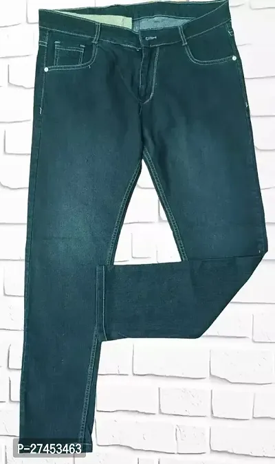 Stylish Green Denim Faded Slim Fit Jeans For Men-thumb0