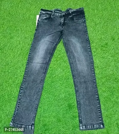Stylish Black Denim Faded Slim Fit Jeans For Men