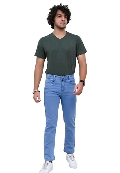 Stylish Denim Solid Slim Fit Jeans For Men