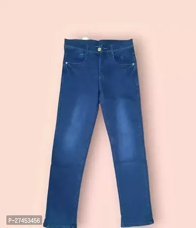 Stylish Blue Denim Faded Slim Fit Jeans For Men-thumb0