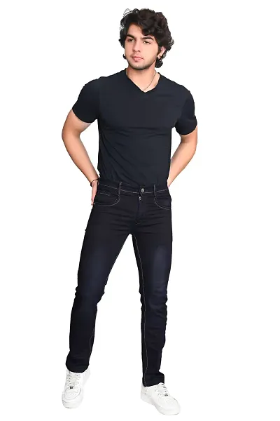 Stylish Denim Mid-Rise Jeans Slim Fit Jeans For Men