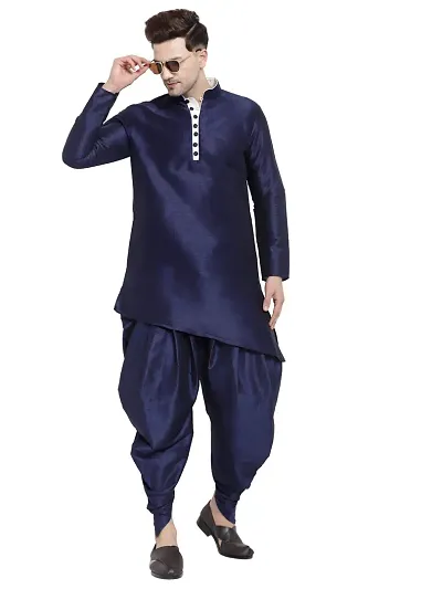 Sydney Heights Men Dupion Silk Kurta and Patiala Dhoti Set