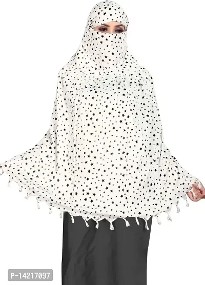 Scarf Cum Mask For Women Full Face And Hand Covered Ready To Wear Stitched Dupatta Anti Polution And Sun Rays Protction Smart Scarf With Tiny Prints-thumb3