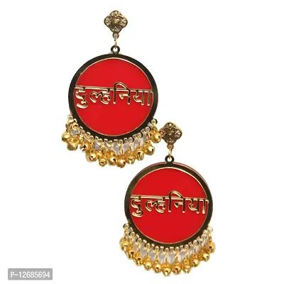 RN Collection Acrylic Dulhaniya Earrings For Women  Girls. (Red  Gold)