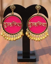 RN Collection Acrylic Dulhaniya Earrings For Women & Girls. (Pink & Gold)-thumb1
