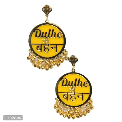 RN Collection Acrylic Dulhe Ki Bhan Earrings For Women  Girls. (Yellow  Gold)