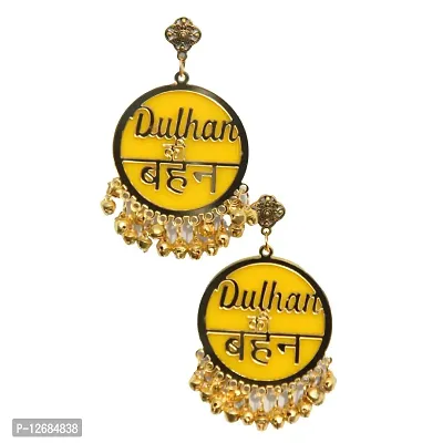 RN Collection Acrylic Dulhan Ki Bhan Earrings For Women  Girls. (Yellow  Gold)