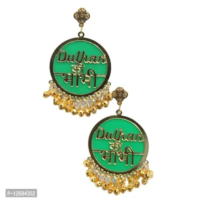 RN Collection Acrylic Dulhan Ki Bhabhi Earrings For Women & Girls. (Green & Gold)