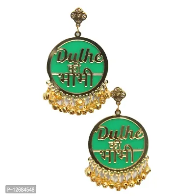 RN Collection Acrylic Dulhe Ki Bhabhi Earrings For Women  Girls. (Green  Gold)