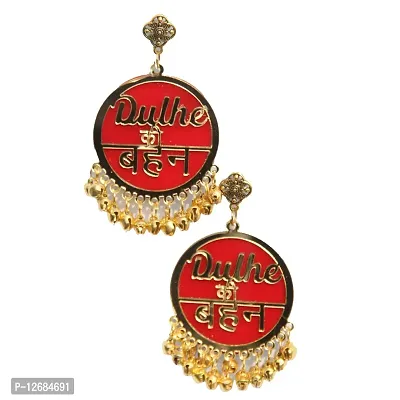 RN Collection Acrylic Dulhe Ki Bhan Earrings For Women  Girls. (Red  Gold)