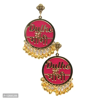 RN Collection Acrylic Dulhe Ki Bhabhi Earrings For Women  Girls. (Pink  Gold)