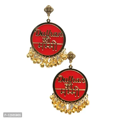 RN Collection Acrylic Dulhan Ki Mummy Earrings For Women  Girls. (Red  Gold)