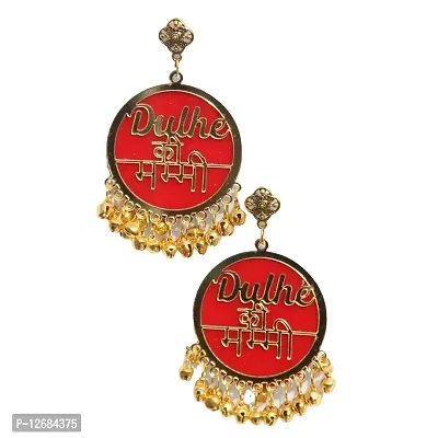 RN Collection Acrylic Dulhe Ki Mummy Earrings For Women  Girls. (Red  Gold)