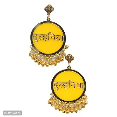 RN Collection Acrylic Dulhaniya Earrings For Women  Girls. (Yellow  Gold)