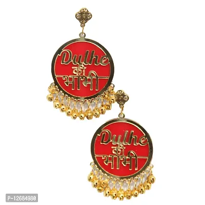 RN Collection Acrylic Dulhe Ki Bhabhi Earrings For Women & Girls. (Red & Gold)