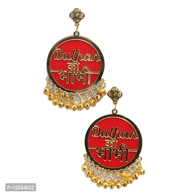 RNC Collection Red  Gold Acrylic Dulhan Ki Bhabhi Earrings for Women