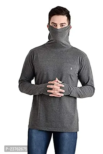The Bonte Men's Pure Cotton Regular Fit Full Sleeve T-Shirt with Mask