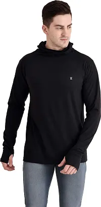 The Bonte Men's Pure Cotton Regular Fit Full Sleeve T-Shirt with Mask - Black-thumb1