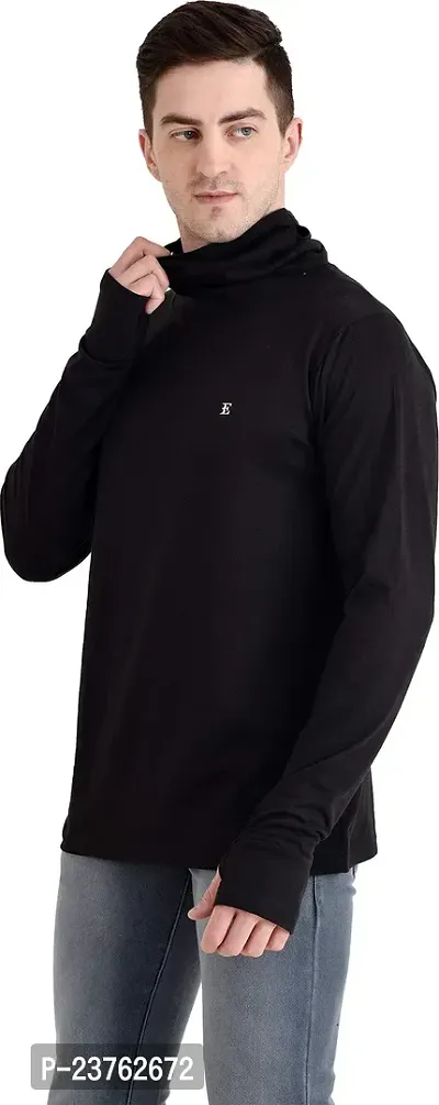 The Bonte Men's Pure Cotton Regular Fit Full Sleeve T-Shirt with Mask - Black-thumb3