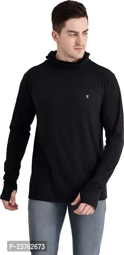 The Bonte Men's Pure Cotton Regular Fit Full Sleeve T-Shirt with Mask - Black-thumb2