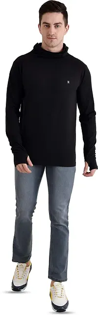 The Bonte Men's Pure Cotton Regular Fit Full Sleeve T-Shirt with Mask - Black-thumb4