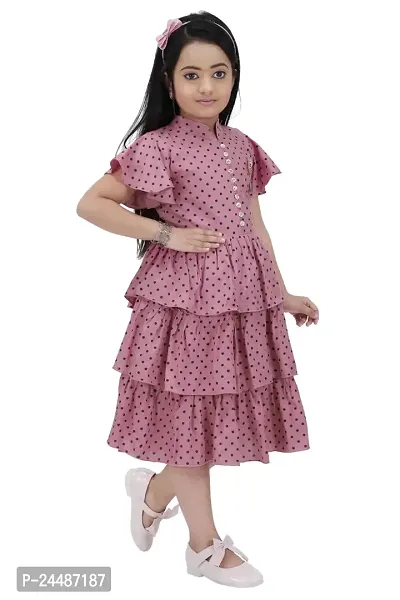 IFSA Garments Rayon Casual Comfortable Knee Length Frock Dress for Girls Kids-thumb3
