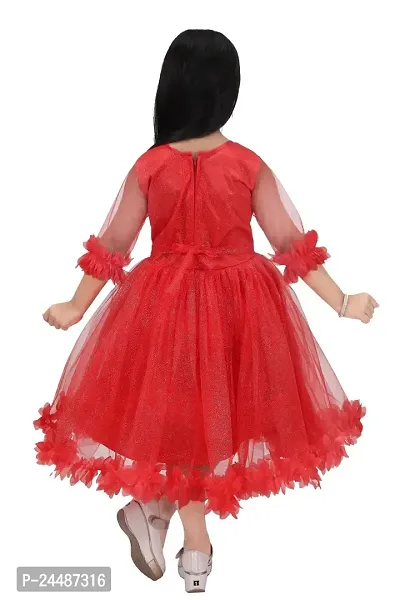 IFSA Garments Net Casual Comfortable Knee Length Frock Dress for Girls Kids (,)-thumb5