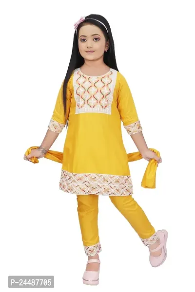 IFSA Garments Rayon Casual Comfortable Kurta Pyjama Set For Girls Kids