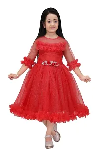 IFSA Garments Net Casual Comfortable Knee Length Frock Dress for Girls Kids (,)-thumb1