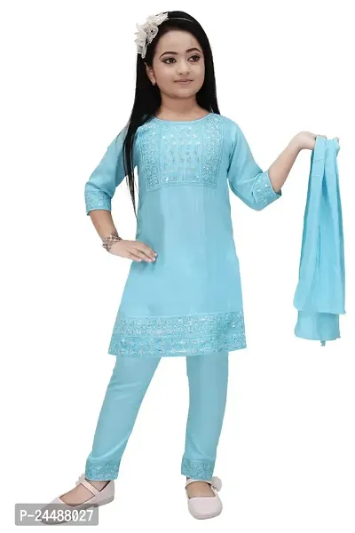 IFSA Garments Rayon Casual Comfortable Kurta Pyjama Set For Girls Kids