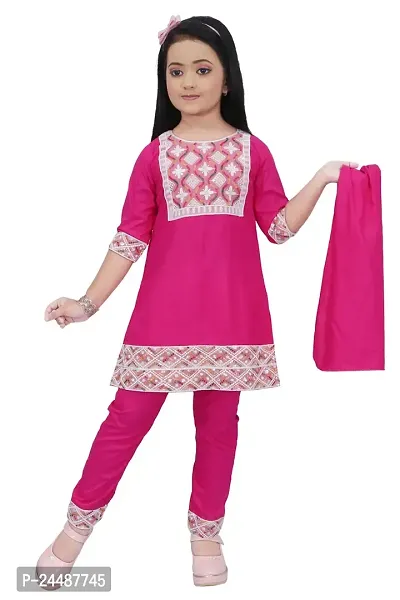 IFSA Garments Rayon Casual Comfortable Kurta Pyjama Set For Girls Kids