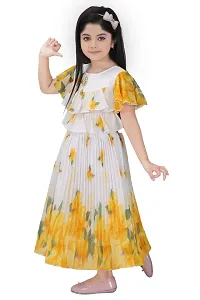 IFSA Garments Georgette Casual Comfortable Knee Length Frock Dress for Girls Kids-thumb1