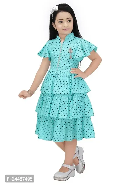 IFSA Garments Rayon Casual Comfortable Knee Length Frock Dress for Girls Kids-thumb3